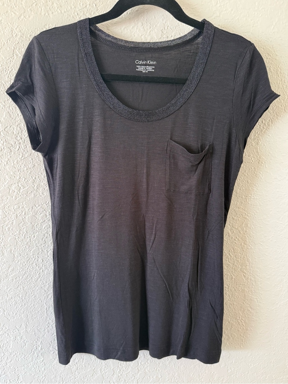Calvin Klein Black Short Sleeve Pocket Tee size M Baby Tee